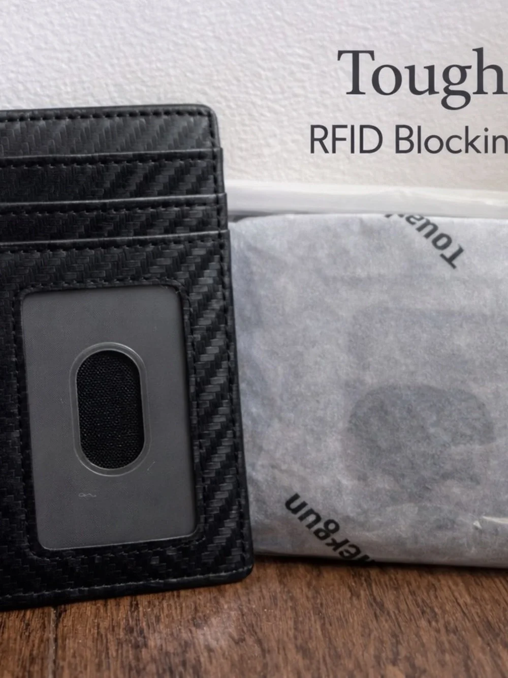Toughergun RFID Blocking Slim Wallet Carbon Fiber Black NWT